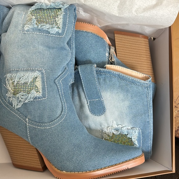 Reitoye Cowboy Boots for Women Embroidery Western Cowgirl Knee High Chunky - Picture 5 of 8